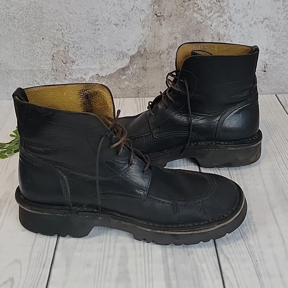 J. Crew Vintage #10229 Leather Field Boots In Black Mens Size 7.5